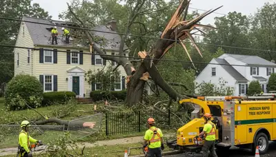 Emergency tree removal crew clearing storm damage for homeowners in Hudson near New Port Richey, FL