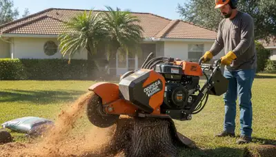 Professional stump grinding service removing tree stumps in Odessa, FL by New Port Richey tree experts