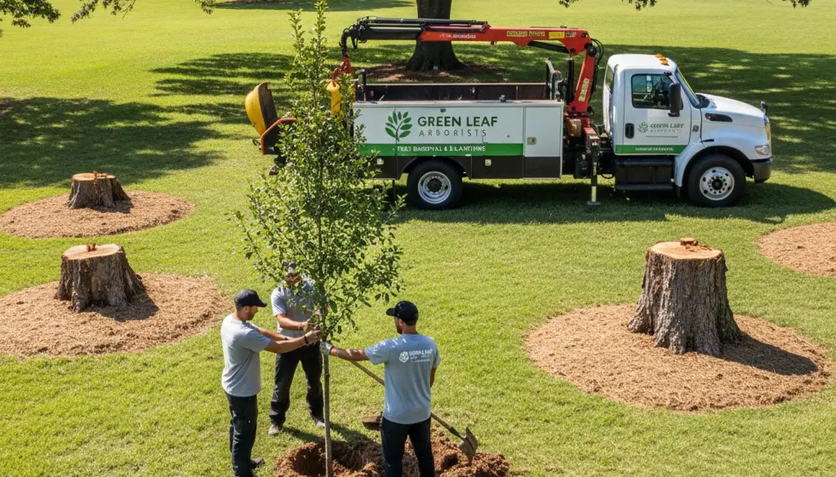 Arborist planting native tree in New Port Richey FL yard for Chop Chop Tree landscaping service