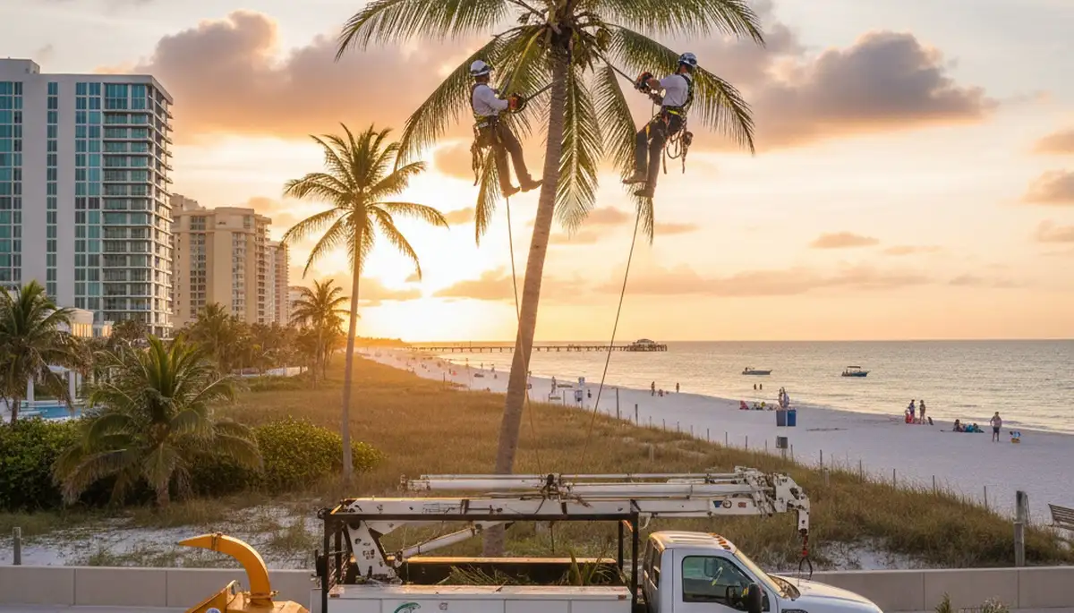 Professional tree removal service in New Port Richey FL safely cutting and clearing large oak trees