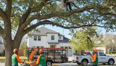 Arborist trimming palm tree in New Port Richey FL for professional tree care and maintenance services